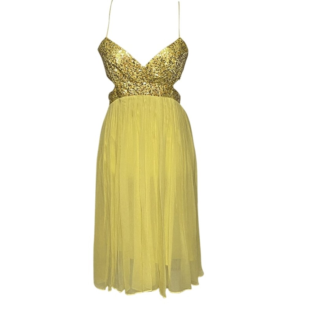 Bcbgmaxazaria Canary Chiffon Halter Dress